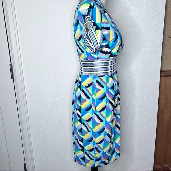 BCBGMAZARIA Cyan combo geometric knit dress - Picture 4 of 10